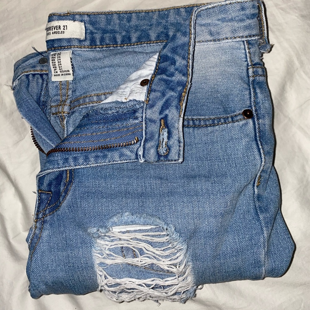 Mom Jeans Ripped all down front sides of legs